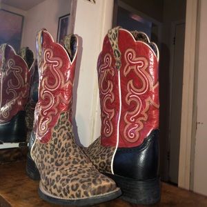 Ariat red cheetah cowgirl boots